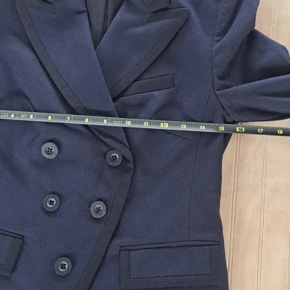 REBECCA MINKOFF Wool Blend Navy Blue & Black Tailored Structured Blazer - Picture 10 of 13